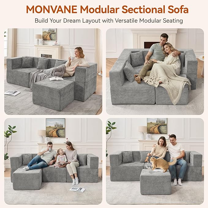 MONVANE 103'' Modular Sectional Sofa, Cloud Sectional Couch