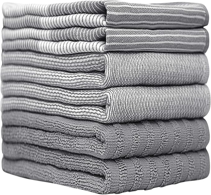 Premium Kitchen Towels | Large Cotton Dish Towels | Flat & Terry Highly