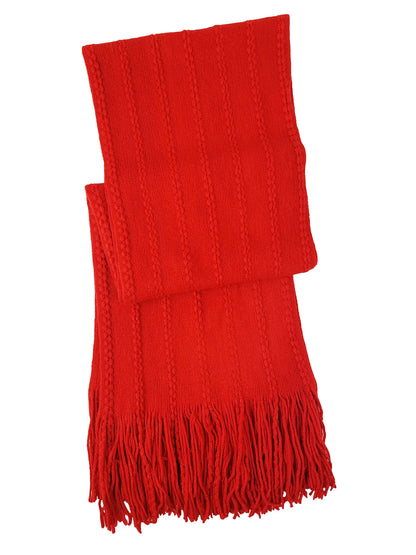BRUCERIVER Women's Knit Scarf & Glove Set Cashmere Feel and Cable Design (Red Touchscreen)
