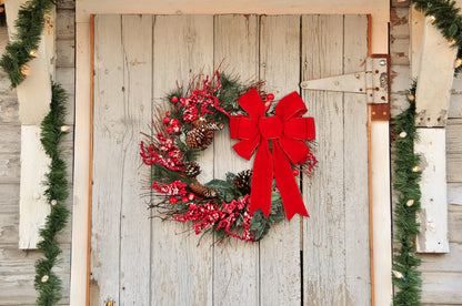 Red Christmas Bows Decorations Big Velvet Bow with Wired Gold Border for Tree Topper, Wreaths, Outdoor, Garland, Outside (12 * 14 inch)