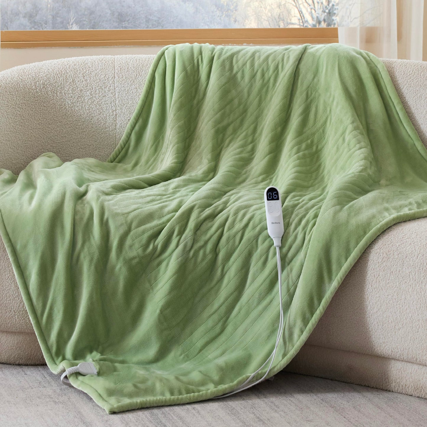 Bedsure Electric Blanket King Size - Dual Control Heated Blanket King Size, Fast Heating with 10 Time Settings & 10 Heat Settings, Warm Gift for Grandma (100x90 inches, Grey)