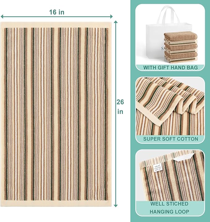 Kitchen Dish Towels for Drying Dishes, Large Cotton Kitchen Towels, Stripped