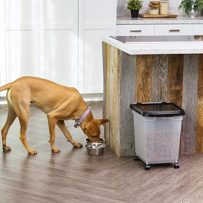 IRIS USA Airtight Dog Food Storage Container, WeatherPro, Removable Wheels