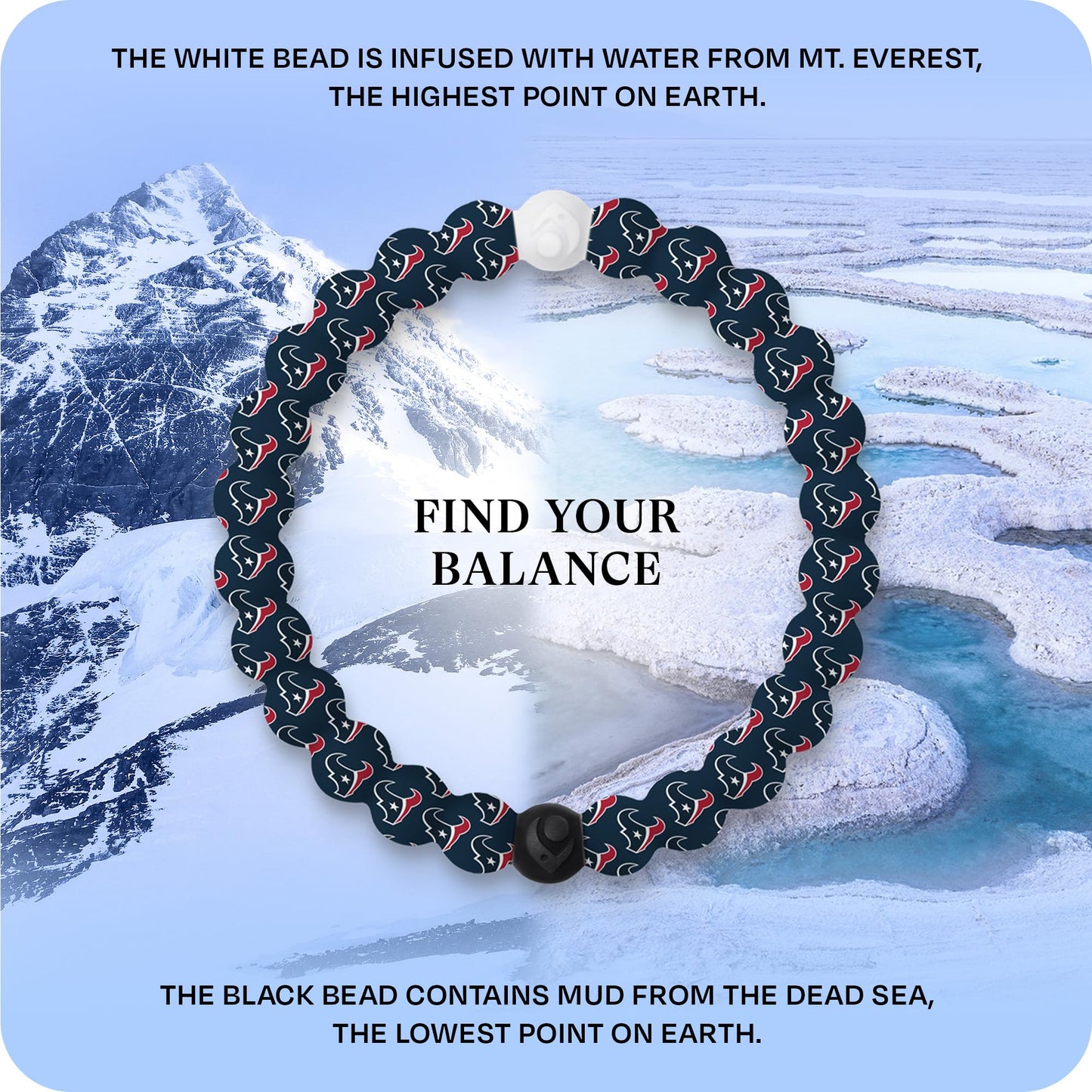 Lokai Silicone Beaded Bracelet for Men & Women, NFL Football Collection - Houston Texans, Medium - Silicone Jewelry Fashion Bracelet Slides-On for Comfortable Fit