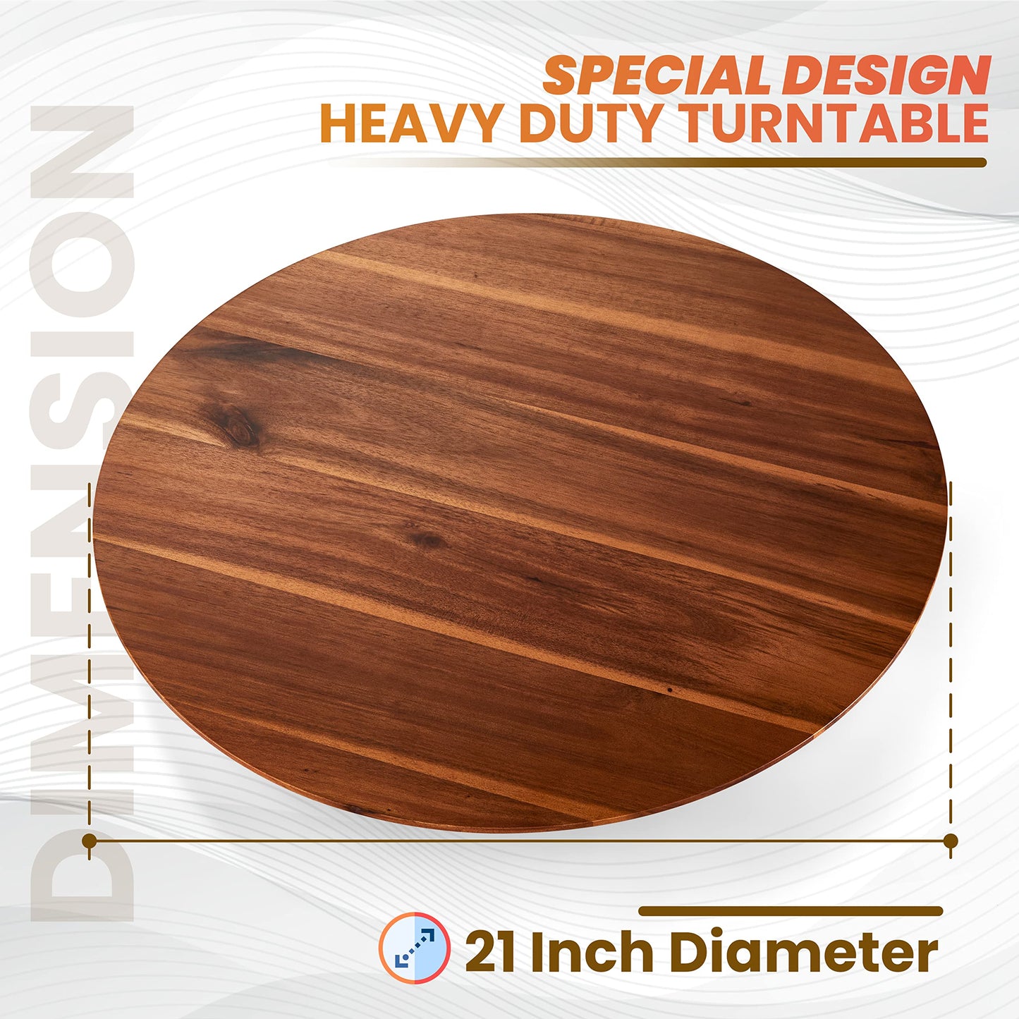 TIDITA 21" Acacia Wood Lazy Susan for Table Top - Wooden Turntable Serving Tray for Charcuterie Boards Cheese Board - Extra Large Round Lazy Susan Organizer - Kitchen Revolution for Countertop