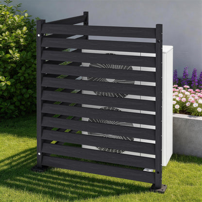 Air Conditioner Fence 2 Panels, 38" W x 48" H HDPE Privacy Fence Panel, Outdoor Privacy Fence Screen with Metal Stakes, No Dig Pool Equipment Enclosure & Trash Can Enclosure for Backyard Patio