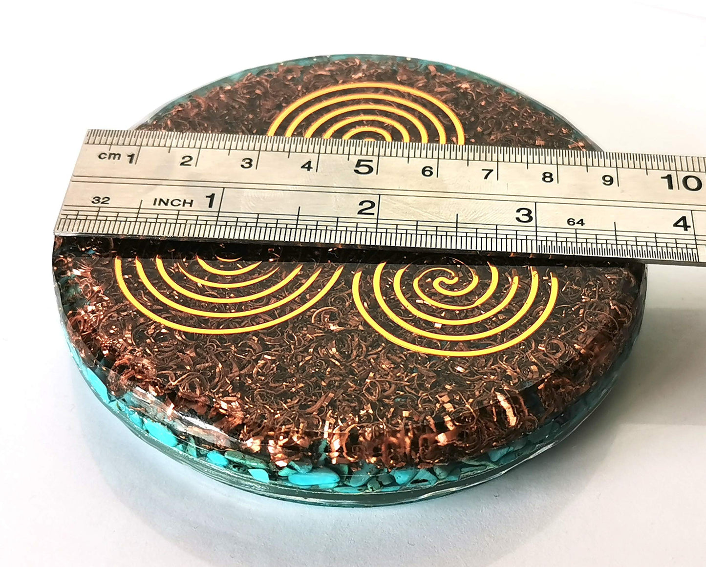 ZZYBIA LARGE 4" Turquoise Crystals Metatron's Cube Merkaba Coaster Water Charging Plate Energy Dome