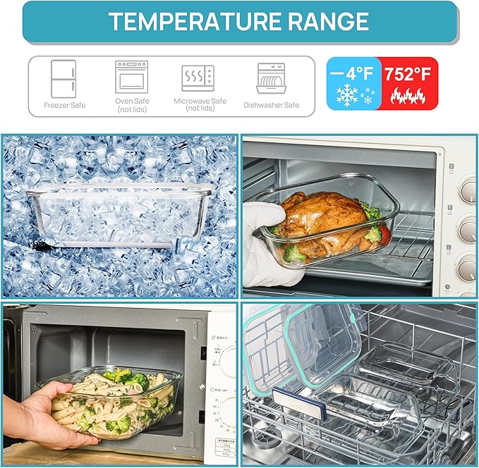 Vtopmart 2Pack 2260ml/ 76.4oz Large Glass Containers Food Storage