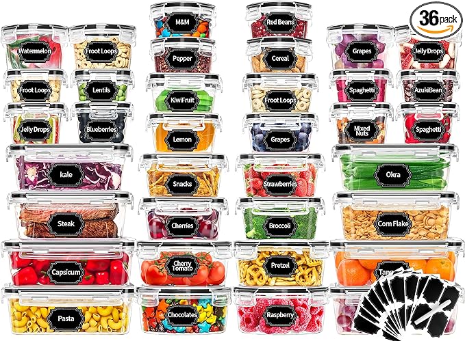 Skroam 72 piece Food Storage Containers Set
