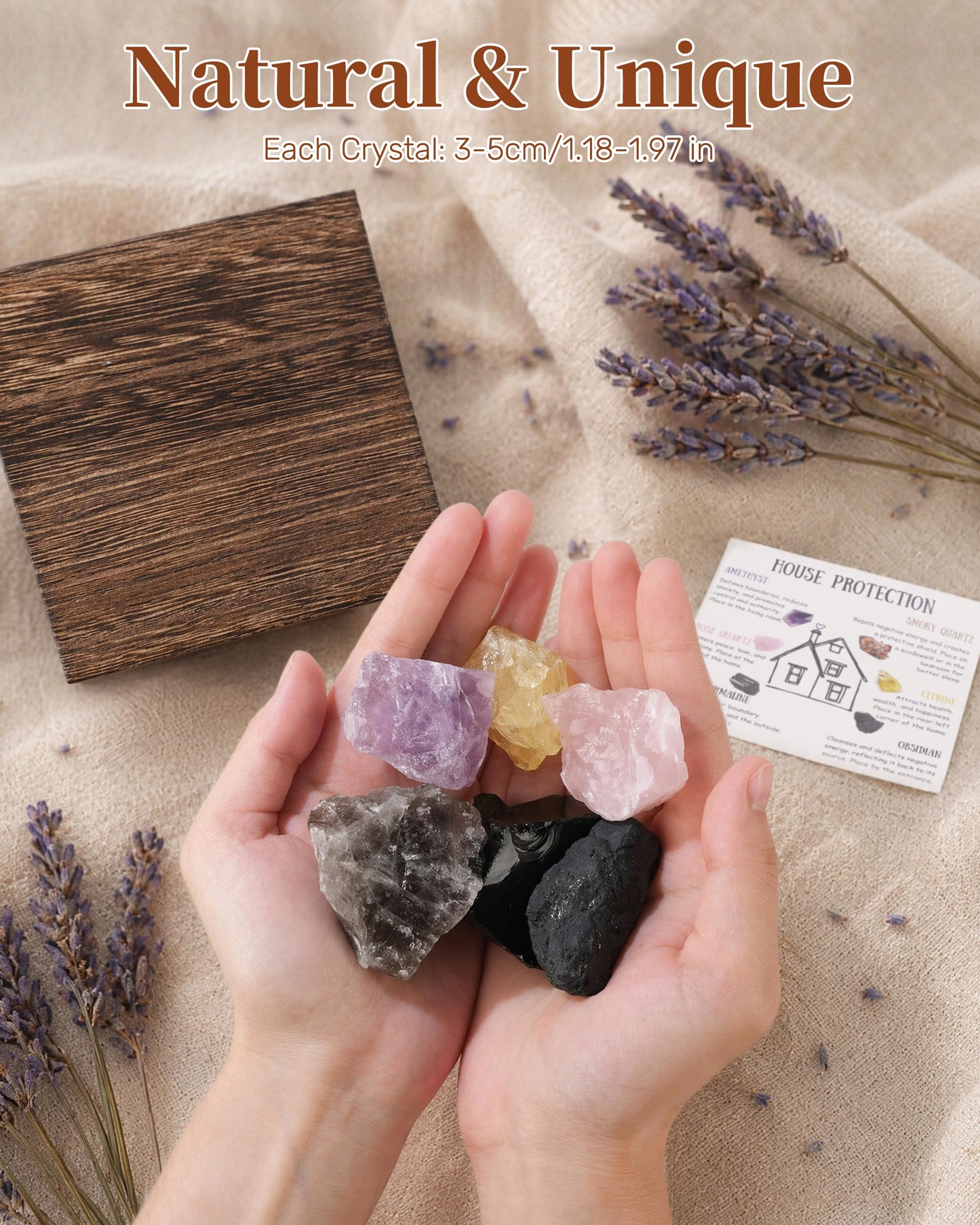 Trinckle Home Protection Crystal Set, House Warming Gifts New Home with Natural Healing Crystals Stone for Negative Energy Removal, Protection Rocks as Energy Cleansing Housewarming Workplace Gifts