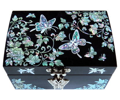 MADDesign Mother of Pearl Jewelry Ring Earring Box Butterflies Design