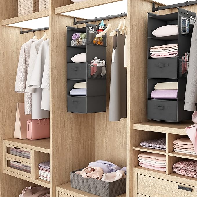 MAX Houser 5 Tier Shelf Hanging Closet Organizer, Cloth Hanging Shelf