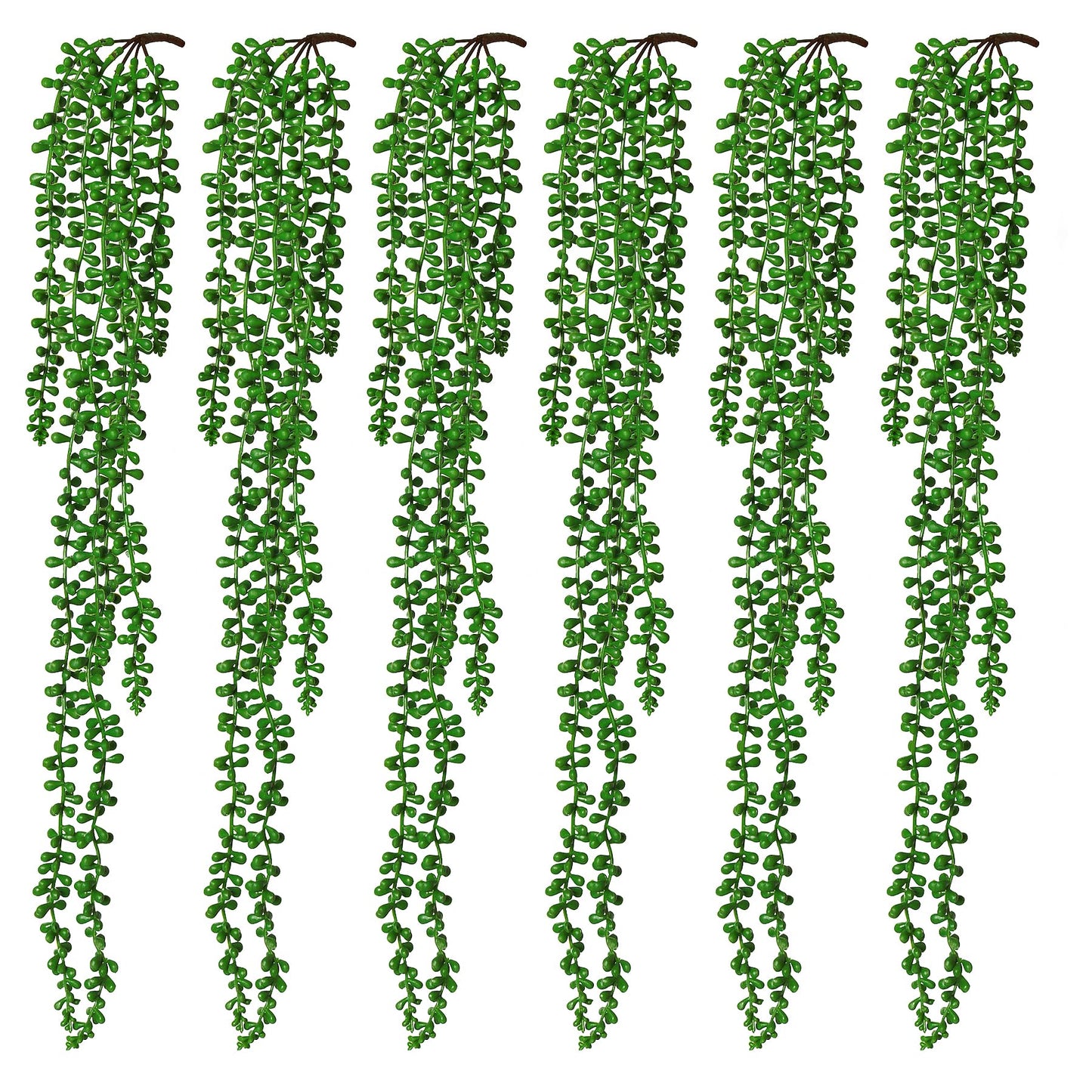 RECUTMS 6pcs Artificial Succulents Hanging Plants Fake Hanging String of Pearls Plant Faux Greenery Wall Plants for Spring Indoor Outdoor Home Bedroom Patio Garden Easter Decor