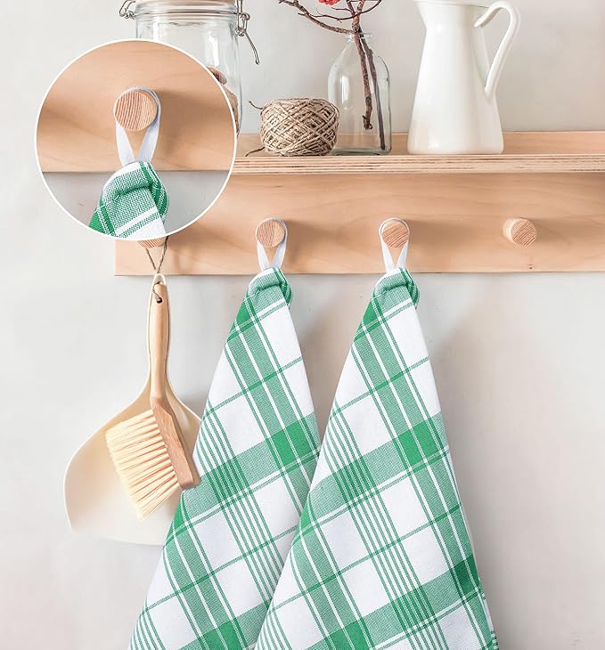Utopia Towels Green & White Dish Towels 100% Ring Spun Cotton Highly Absorbent