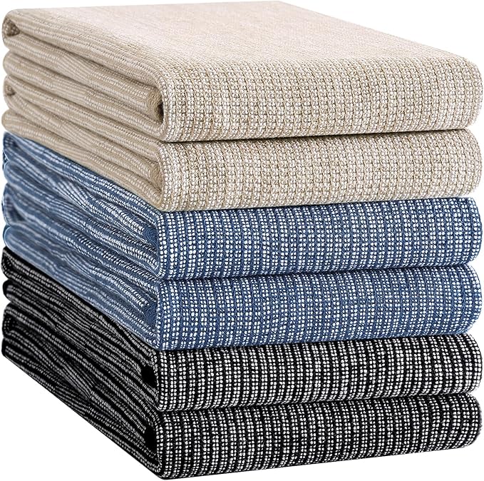 Homaxy Premium Kitchen Towels, Large Cotton Kitchen Hand Towels, Flat and Terry