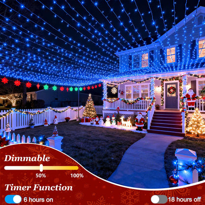 300 LED Blue Birthday Party Decorations String Lights with 12 Modes Timer Dimmable, Waterproof Green Wire Christmas Tree Lights, 75FT Fairy Lights for Bedroom, Outside, Ocean Party, Xmas Decor