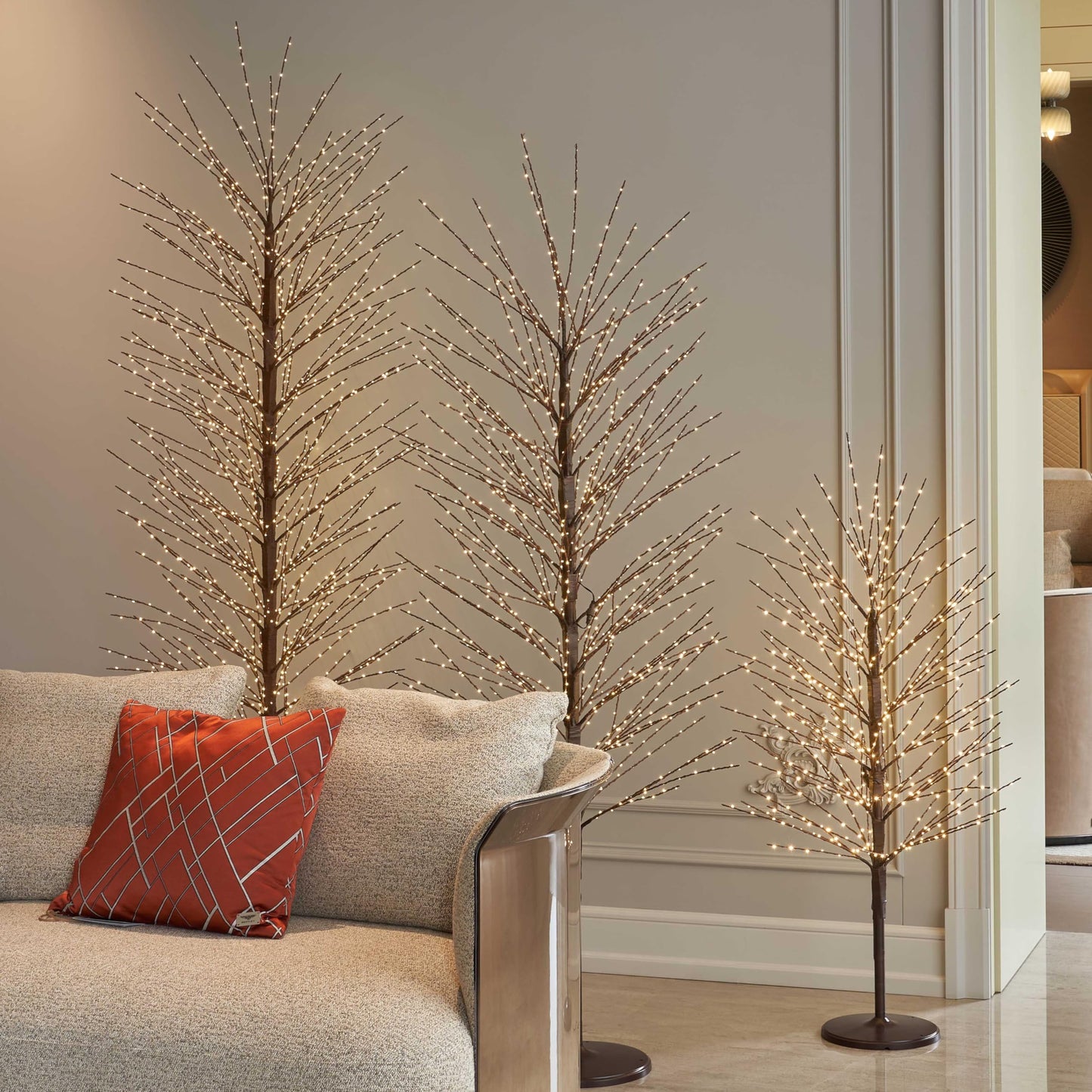 Hairui Lighted Brown Tree with 576L Warm White Fairy Lights 4FT, Twig Tree with Lights for Indoor Outdoor Home Christmas Winter Holidays Party Decoration