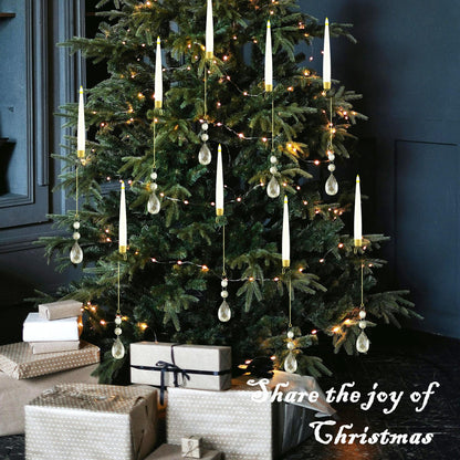 JOIONE Flameless Christmas Tree Candles with Remote, 10 Pack Battery Operated LED Candles with Suction Cup for Christmas Tree, Flickering Flame for Xmas Indoor Decor - Water Drop