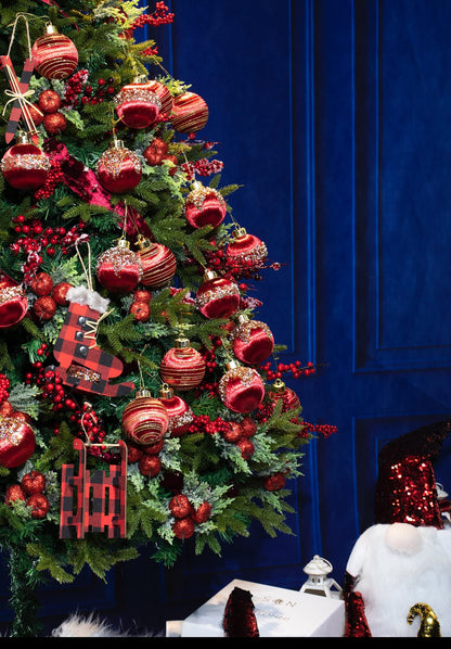 12 Pcs Satin Christmas Ball Ornaments, Silk Tree Hanging Decor for Xmas Wreath Garland Holiday Wedding Party (Red)