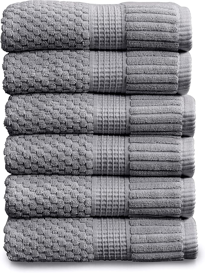 NY Loft 100% Cotton Hand Towel 6 Pack | Super Soft & Absorbent Quick-Dry Hand
