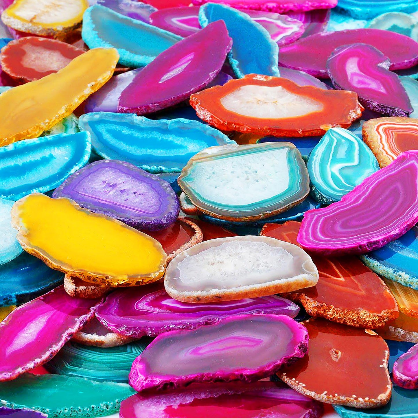 PARAS KORS 20pcs Polished Agate Pieces - 1.2" to 3"×0.78" to 2" Natural Agate Stones, Ideal for Elevating Home Decor & DIY Jewelry Crafting, Unique Hand-Polished Gems for Craft Lovers & Home Styling