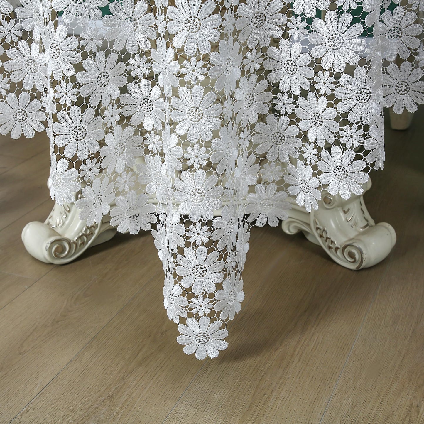 Lace Tablecloth Farmhouse Crochet Fabric White Table Cloth Rectangle Floral