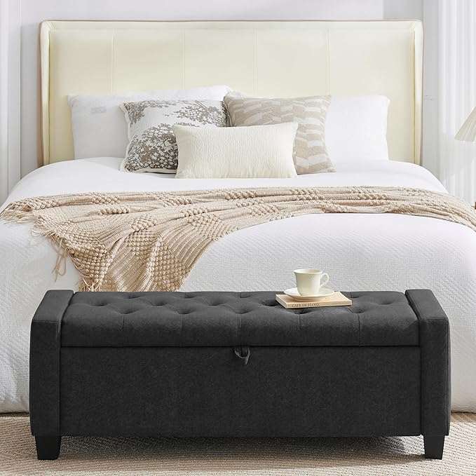 Huatean Home 43" Ottoman with Storage, Storage Ottoman Bench with Safety Hinge