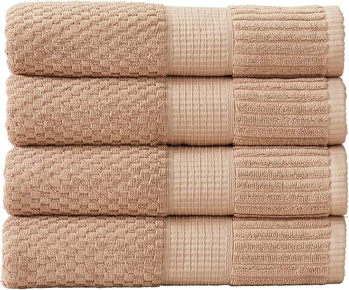NY Loft 100% Cotton 4 Pack Bath Towel Set| Super Soft & Absorbent Quick-Dry