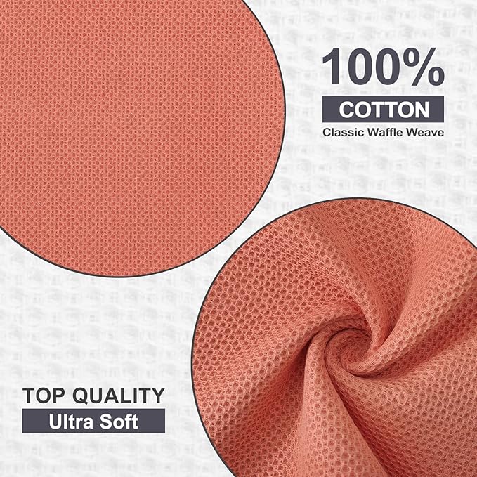 Kitinjoy 100% Cotton Kitchen Dish Cloths, 6 Pack Waffle Weave Ultra Soft