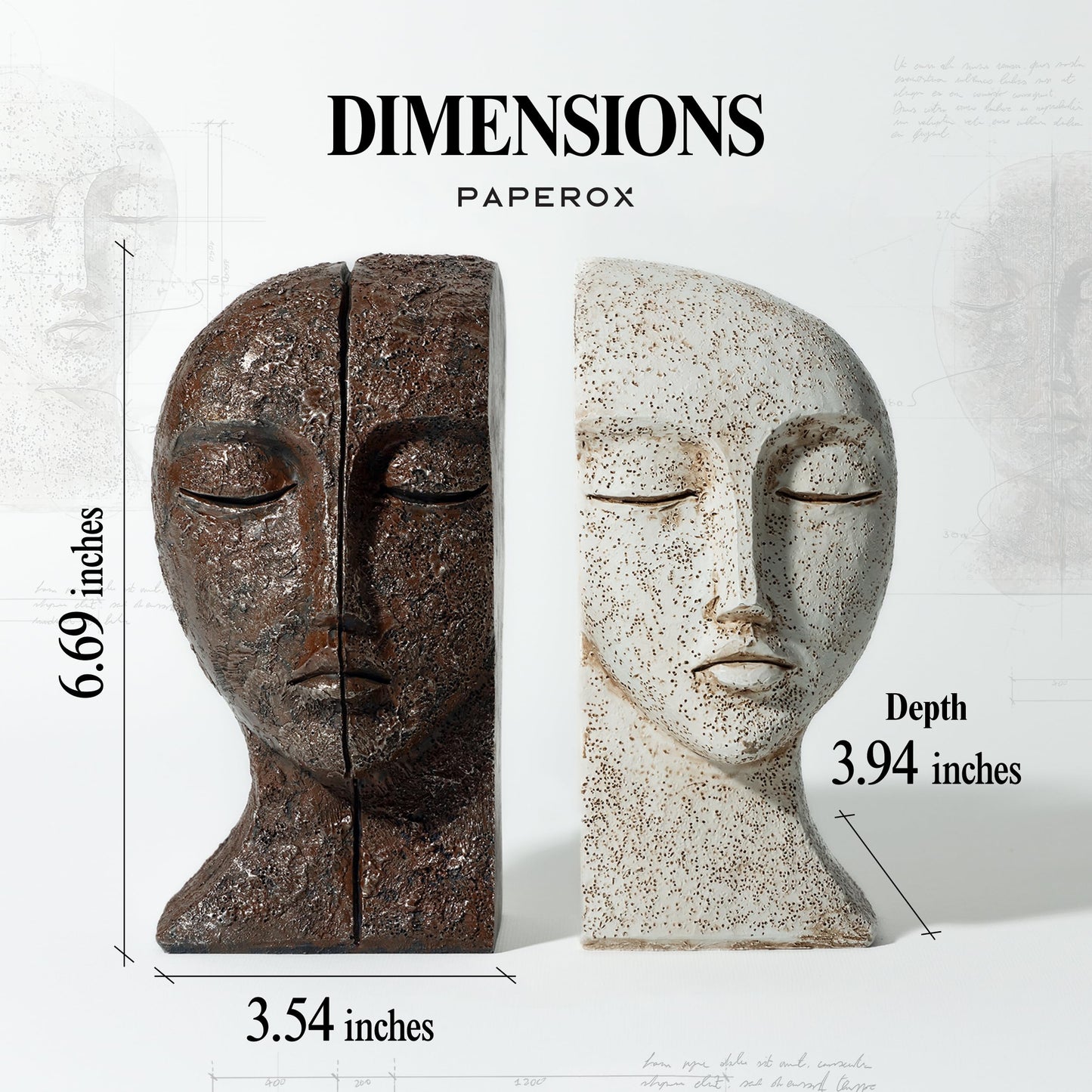 Heavy Duty Book Ends for Shelves - Book Ends for Heavy Books, Book Stopper for Shelves, Bookends for Shelves, Book Ends Unique, Bookends Decorative, Aesthetic Bookshelf Decor, The Tranquil Faces