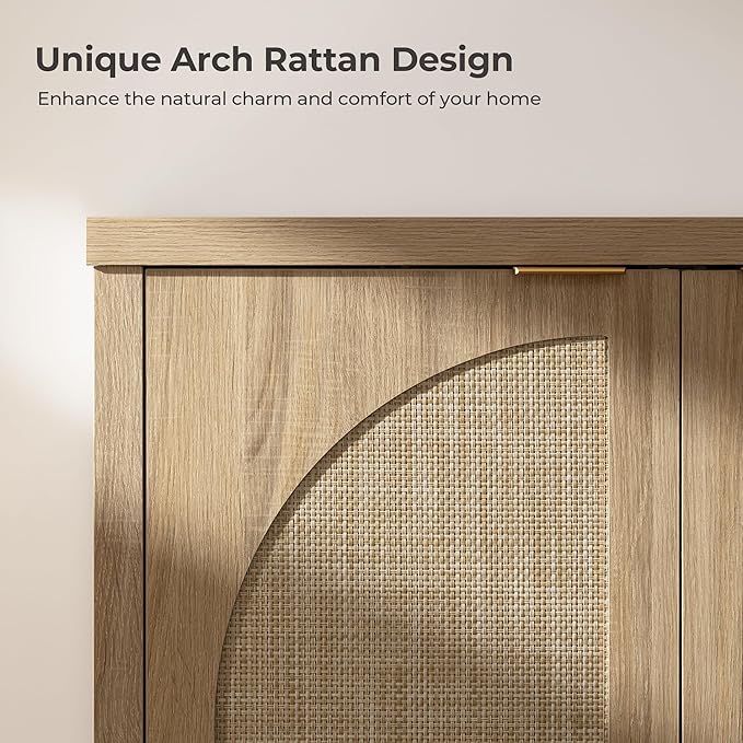 SICOTAS Rattan Sideboard Buffet Cabinet