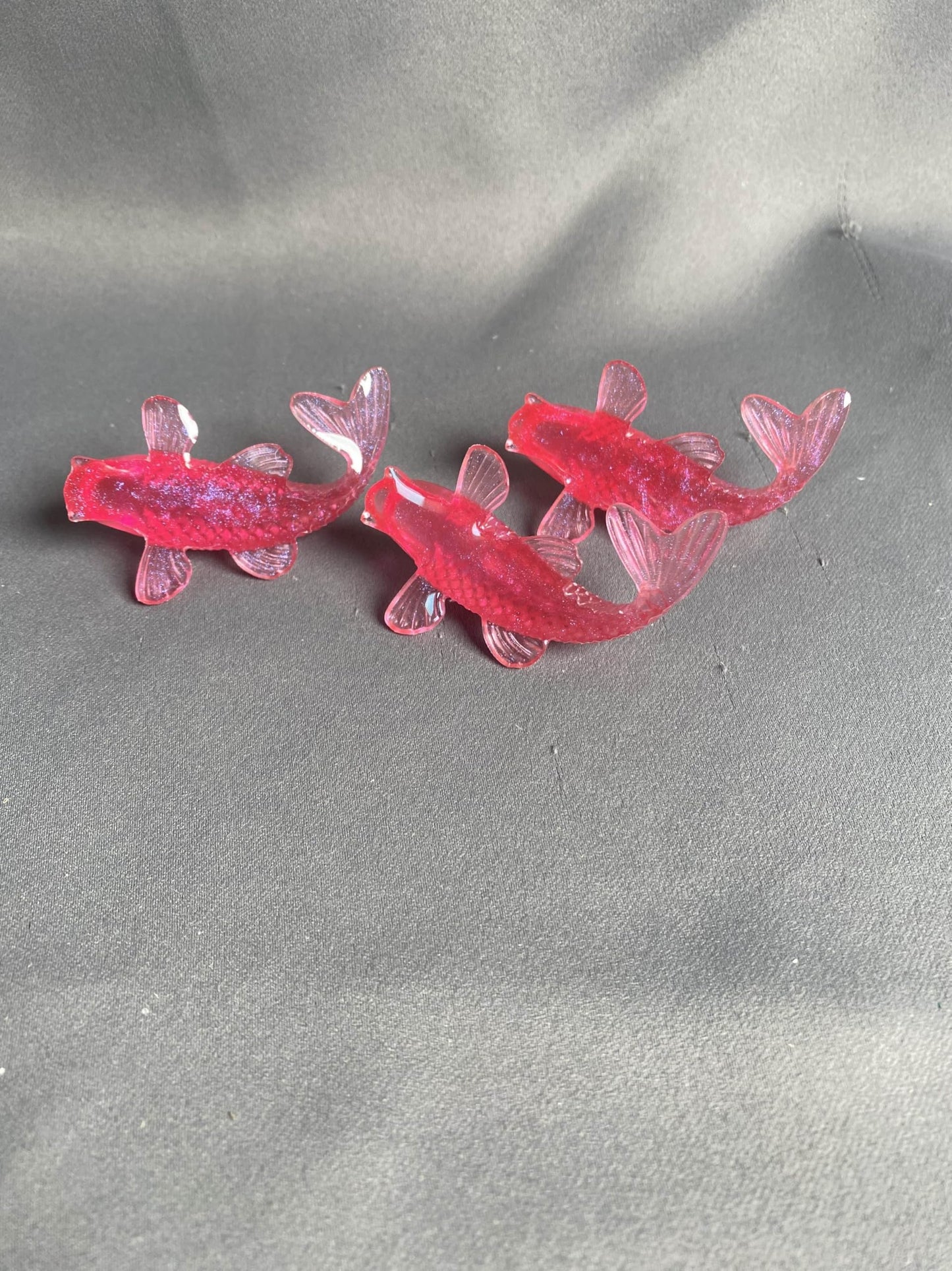 Universal Eminence Oceanic Elegance: Handcrafted Resin Koi Fish Sculptures - 3 Pack (Ruby Red)
