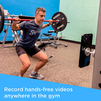 Gym Mate Dual Magnetic Phone Mount & Holder – Attaches Magnetically to Metal Surfaces – Shoot Hands-Free Workout Videos – Strong Joints & Magnets – Compact Size