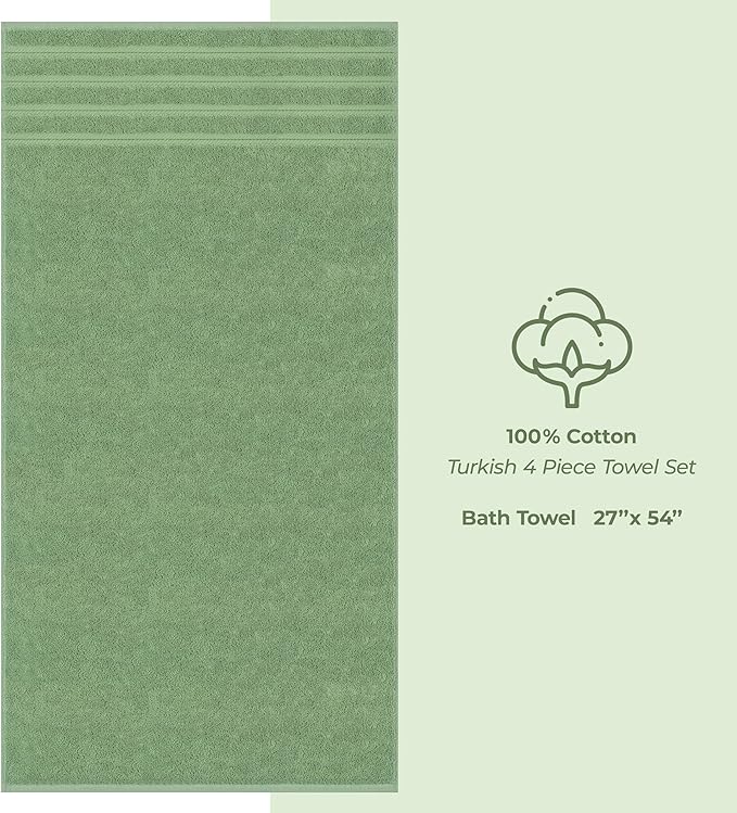 American Soft Linen Luxury 4 Piece Bath Towel Set, 600 GSM 100% Cotton Turkish