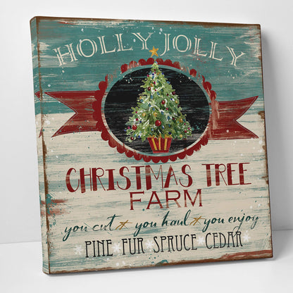 Christmas & Holiday Canvas Wall Art- Winter Christmas Tree Snowman Snow Santa Elves Decor- Ready to Hang - Tannenbaum (24x24)