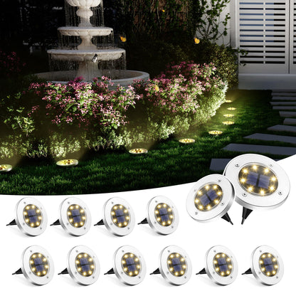 SOLPEX Solar Ground Lights, 12 Pack Solar Lights Outdoor Waterproof, 8 LED Solar Powered Landscape Lighting for Garden Yard Patio Driveway Pathway Walkway (Warm White)