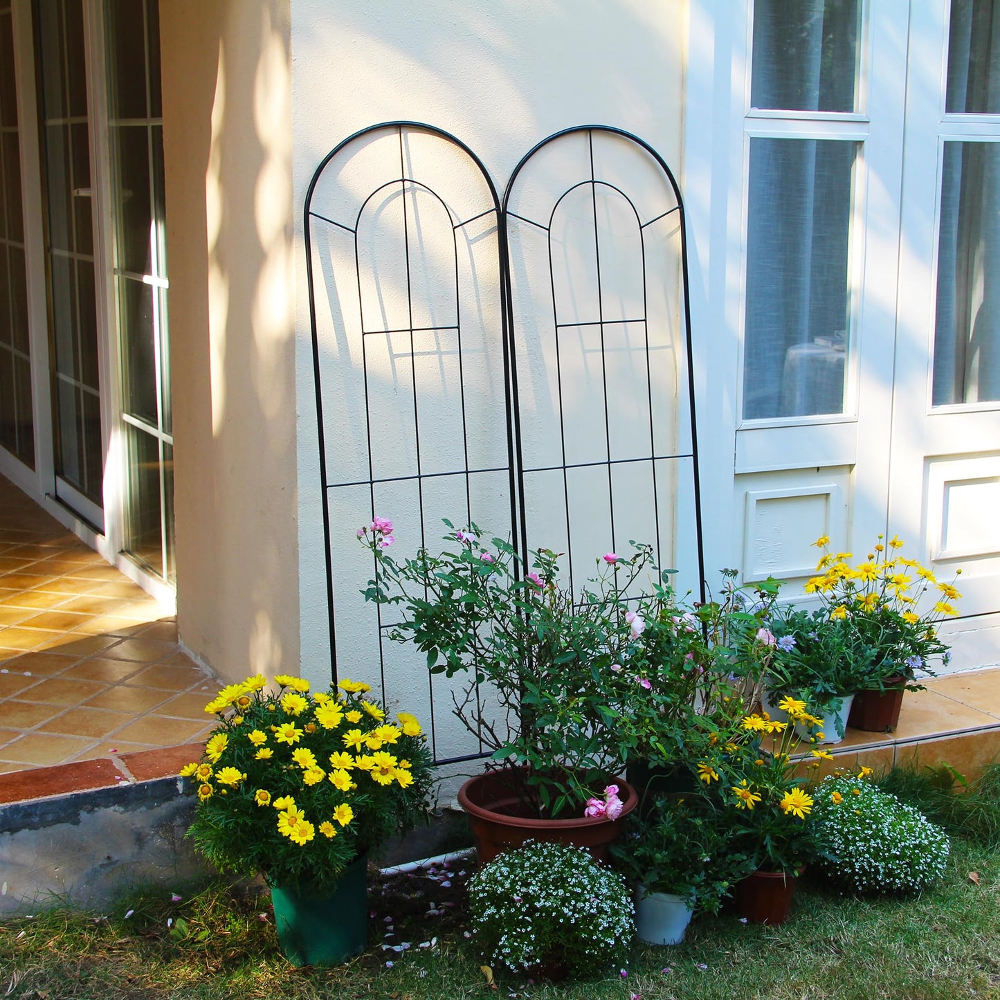 SCENDOR 2 Pack Black Garden Trellis for Climbing Plants 59" H x 15.9" W Iron Plant Support Climbing Vines and Flowers Stands Vegetables Patio Metal Lattices Garden Addition Outdoor