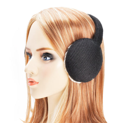 ZLYC Womens Winter Earmuffs Adjustable Knitted Ear Warmers(Black)