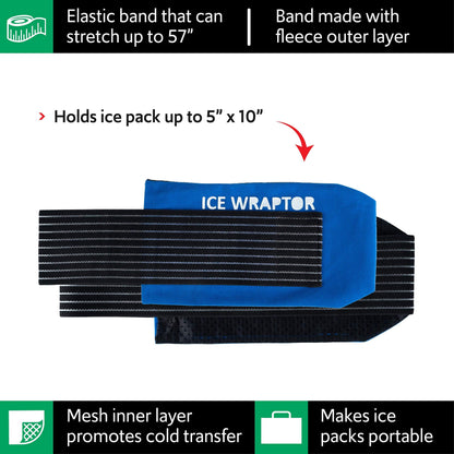 ICE WRAPTOR XL Ice Wrap for Big Body Parts — Extra Large Cold Therapy Pack with 57" Stretch Band Fits Plus Size Thighs, Hips, Back, Shoulders & More — Reusable, Plus 2 Free Ice Packs