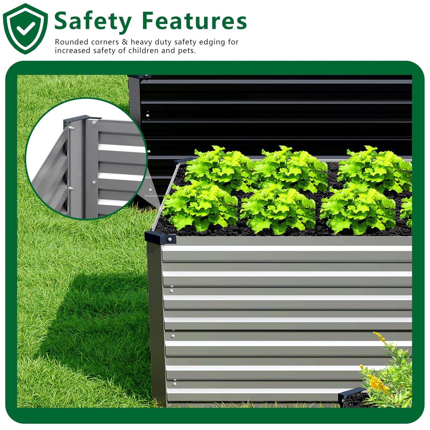 DIIYIV Galvanized Raised Garden Bed Kit Outdoor Patio,8x2x2ft Large Rectangular Metal Planter Boxes,Deep Root Box Planter for Gardening,Vegetables,Flowers,Herbs-Silver