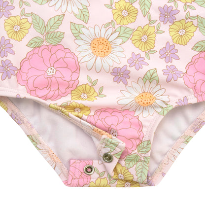 Gerber Girls' Standard One-Piece Swimsuit, Retro Floral