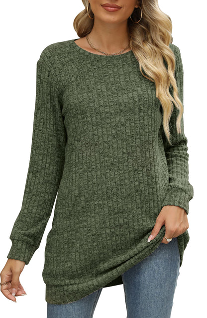 Sweaters for Women Long Sleeve Crewneck Sweatshirt Loose Casual Tunic Tops