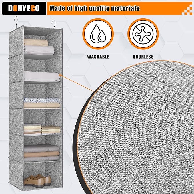 6-Shelf Hanging Storage Closet Organizer, Linen Rv Storage and Organization