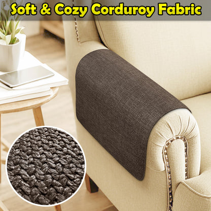 Couch Arm Covers, Waterproof Armrest Cover for Sofa, Armchair, Loveseat, Non-Slip Recliner Arm Cover, Sofa Arm Covers, Headrest Covers, Arm Chair Covers Set of 2 (Brown, 24"×20")