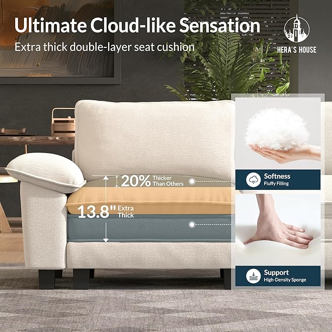 HERA'S HOUSE 88" Modular Sectional Sofa, L Shaped Couches
