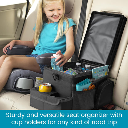 High Road CarHop Car Seat Organizer for the Front or Back Seat for Kids and Adults with Cup Holder Tray, Side Pockets and Cooler Compartment