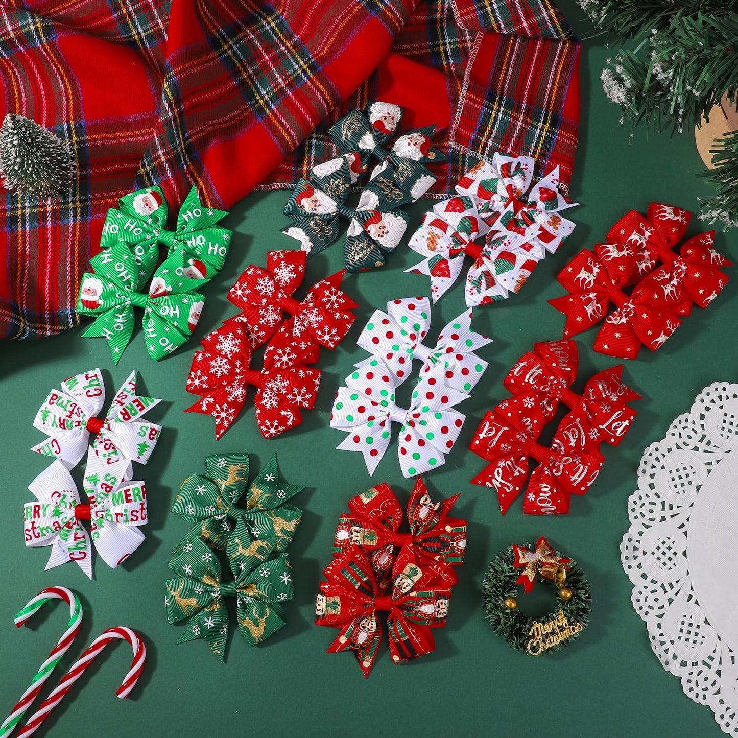 choicbaby 20PCS Christmas Hair Bows Toddler Hair Bow Clips 3＂Grosgrain Ribbon Girls Baby Bow Clips Christmas Hair Accessories for Toddler Girls Baby