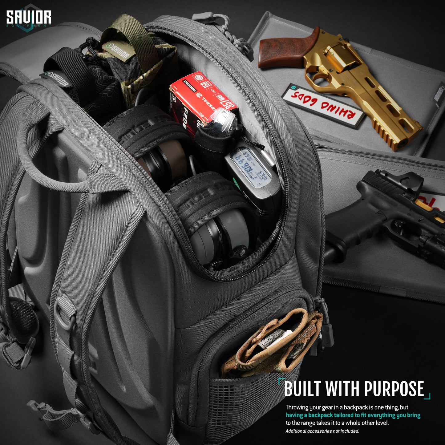 Savior Equipment SEMA Compact Tactical Range Pistol Backpack w/ 3 Gun Rug Sleeve