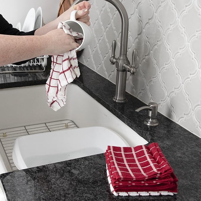 Ritz Terry Check Dish Cloth Set: Highly Absorbent & Super Soft