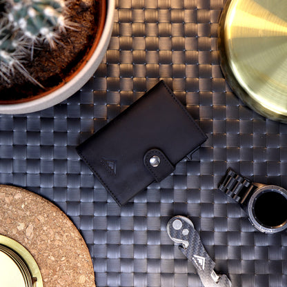 Stealth Wallet - Smart Minimalist Card Holders - RFID/NFC Blocking Pop Up Wallets with Gift Box - Credit Cards Holder & Contactless Protection (Black with Black Crazy Horse Leather and Coin Pocket)